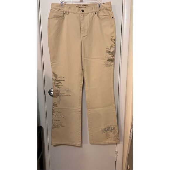 LAUREN RALPH LAUREN JEANS CO.  LETTER PRINT NATURAL HIGH RISE SLIMING PANTS SZ 1 - Picture 4 of 10